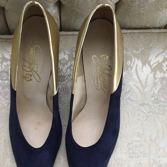 Vintage Johansen Navy Blue Suede Leather 7.5 M - Picture 2 of 8